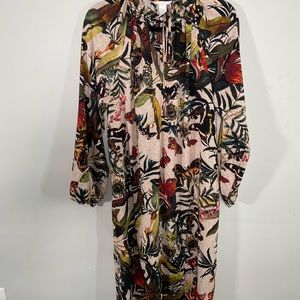 H&M MULTI-COLORED TROPICAL PRINT DRESS